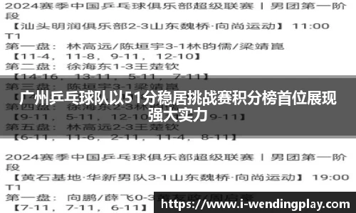 广州乒乓球队以51分稳居挑战赛积分榜首位展现强大实力